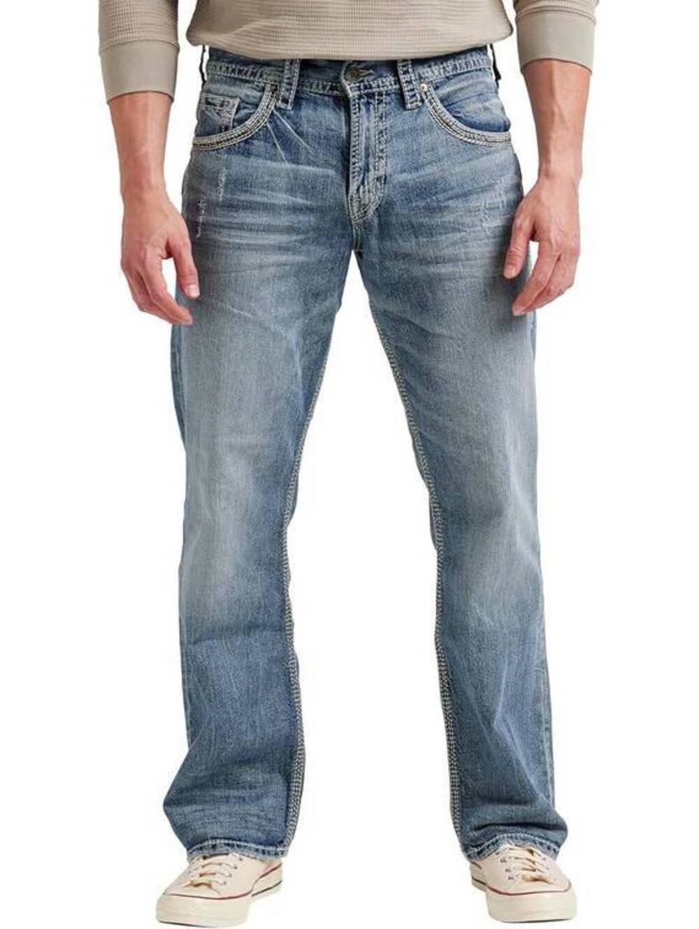 Silver Jeans Co. Gordie Men’s Relaxed Fit Jeans 34Wx32L Light Wash